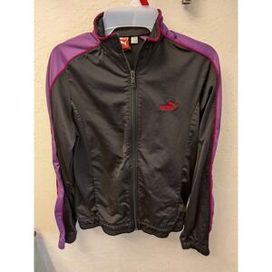 Puma Sportlifestyle Track Jacket Gray Purple Full Zip Athletic Women's Large L